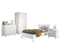 Vipack Ensemble Chambre eva lit 90x200 + chevet + armoire 2 portes + commode blanc
