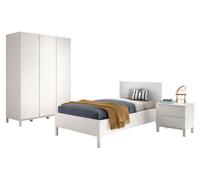 Vipack Ensemble Chambre eva lit 90x200 + chevet + armoire 3 portes blanc