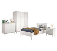 Vipack Ensemble Chambre eva lit 90x200 + chevet + armoire 3 portes + commode blanc
