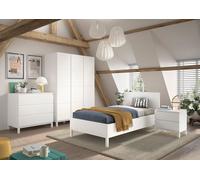 VIPACK - Ensemble de meubles EVA, 4 pièces : lit simple, table de chevet, armoire 3 portes, commode