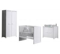 Vipack Ensemble ERIK blanc - Lit, commode et armoire 2P