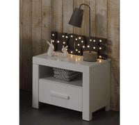 Vipack Table de chevet Erik en bois laqué 50 cm 1 niche 1 tiroir Blanc