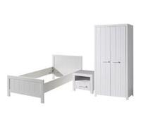 Vipack ERIK Lit simple 90x200 cm + Chevet + Armoire 2 portes Noir G