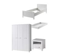 Vipack Erik Lit Simple 90x200 Cm + Chevet+ Armoire 3 Portes + Lit Gigogne
