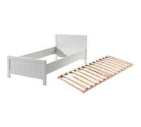 Vipack ERIK Lit simple 90x200 cm + Sommier à lattes Noir G