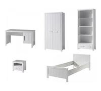 Vipack ERIK Lit simple + Chevet + Armoire 2 portes + Bibliothèque + Bureau Violet G