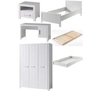 Vipack Erik Lit Simple + Chevet + Bureau + Lit Gigogne + Sommier + Armoire 3 Portes