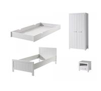 Vipack Erik Lit Simple + Chevet En Bois Laqu + Armoire 2 Portes + Lit Gigogne