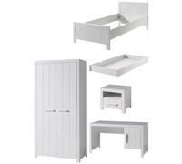 Vipack Erik Lit Simple + Lit Gigogne + Chevet + Bureau + Armoire 2 Portes Multicolore