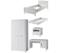 Vipack Erik Lit Simple + Lit Gigogne + Chevet + Bureau + Armoire 2 Portes Multicolore