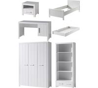 Vipack ERIK Lit simple + Lit gigogne + Chevet + Bureau + Armoire 3 portes + Bibliothèque
