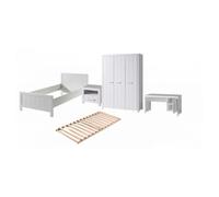 Vipack Erik Lit Simple + Sommier + Chevet + Armoire 3 Portes + Bureau