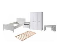 Vipack erik lit simple + sommier + chevet + armoire 3 portes + bureau