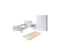 Vipack erik lit simple +sommier + table de chevet + armoire 3 portes