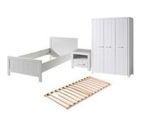 Vipack ERIK Lit simple +Sommier + Table de Chevet + armoire 3 portes Noir G