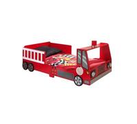 Vipack Lit junior Pompier 70x140 cm avec éclairage LED Rouge