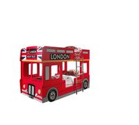 Vipack Lit superposé Bus Londonien 90x200 cm avec 2 matelas Rouge