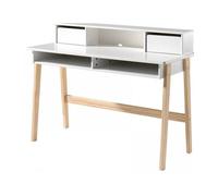 Vipack Bureau enfant Kiddy Bois laqué blanc 2 tiroirs pieds pin clair