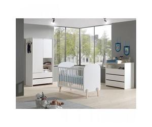 Vipack Kiddy Lit Bb + Commode 3 Tiroirs + Plan Langer + Armoire Blanc