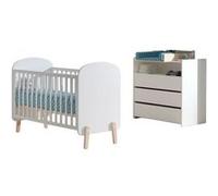 Vipack KIDDY Lit bébé 60x120cm Blanc + Commode + Plan à langer Blanc G
