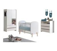 Vipack KIDDY Lit bébé + Commode 3 tiroirs + Plan à langer + Armoire Bleu G