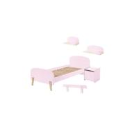 Vipack Ensemble lit KIDDY 90 x 200 cm avec chevet, étagères 45/65 cm et barrière - Rose