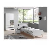 Lit 90x200 - Chevet 1 porte et Armoire 2 portes Kiddy - Blanc - Vipack