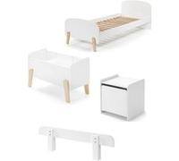 Vipack KIDDY Lit simple + Chevet + Barrière de lit + Coffre à jouets Beige G