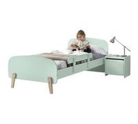 Vipack Kiddy Set composé d'un lit simple 90x200 cm, avec sommier à lattes, chevet et protection anti-chute, finition MDF laqué vert menthe