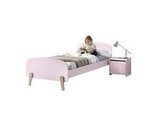 Vipack Kiddy Set composé d'un lit simple 90x200 cm, avec sommier à lattes et chevet, finition MDF laqué rose