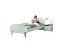 Vipack Set lit simple Kiddy 90x200 cm avec sommier à lattes et chevet MDF laqué vert menthe