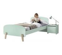 Vipack KIDDY Lit simple en bois laqué et brut et sommier 90x200cm + Chevet enfant bois laqué 1 porte Marron G
