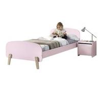 Vipack Kiddy Set composé d'un lit simple 90x200 cm, avec sommier à lattes et chevet, finition MDF laqué rose