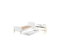 Vipack Lit simple et sommier Kiddy 90x200 cm blanc avec lit gigogne et bureau