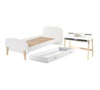 Vipack Kiddy Lit Simple Et Sommier 90x200cm Blanc + Lit Gigogne + Bureau