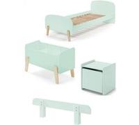 Vipack Kiddy Menthe Lit Simple + Chevet + Barrire De Lit + Coffre Jouets Vert