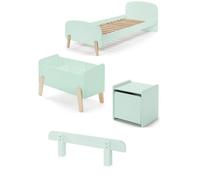 Vipack Kiddy Menthe Lit Simple + Chevet + Barrire De Lit + Coffre Jouets Vert