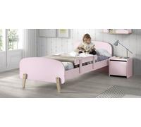 Vipack Kiddy Set composé d'un lit simple 90x200 cm, avec sommier à lattes, chevet et protection anti-chute, finition MDF laqué rose