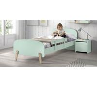 Vipack Kiddy Set composé d'un lit simple 90x200 cm, avec sommier à lattes, chevet et protection anti-chute, finition MDF laqué vert menthe