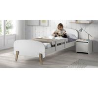 Vipack Kiddy Set composé d'un lit simple 90x200 cm, avec sommier à lattes, chevet et protection anti-chute, finition MDF laqué blanc