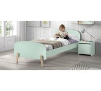 Vipack Kiddy Set composé d'un lit simple 90x200 cm, avec sommier à lattes, console de nuit et caisse de jeux, finition MDF laqué vert menthe