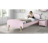 Vipack Kiddy Set composé d'un lit simple 90x200 cm, avec sommier à lattes, console de nuit et caisse de jeux, finition MDF laqué rose
