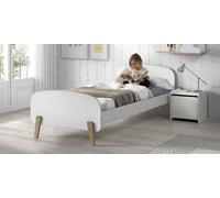 Vipack Kiddy Set composé d'un lit simple 90x200 cm, avec sommier à lattes et chevet, finition MDF laqué blanc