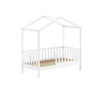 Vipack Lit junior JAXX 70 x 140 cm avec rebord latéral, sommier à lattes pin massif, blanc