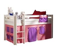Vipack Lit de jeu Pino avec set textile "Bella" - Pin massif laqué blanc, Dimension : 210 cm x 114 cm x 106 cm ; PICOHSZG1474