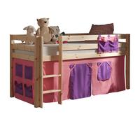 Vipack Lit de jeu Pino avec set textile "Bella" - Pin massif laqué naturel, Dimension : 210 cm x 114 cm x 106 cm ; PICOHSZG1074
