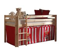 Vipack Lit de jeu Pino avec set textile "Cirque" - Pin massif laqué naturel, Dimension : 210 cm x 114 cm x 106 cm ; PICOHSZG1072