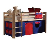 Vipack Lit de jeu Pino avec set textile "Domino" - Pin massif laqué naturel, Dimension : 210 cm x 114 cm x 106 cm ; PICOHSZG1075