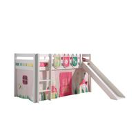 Vipack lit de jeu Pino incl. toboggan, surface de couchage 90x200 cm avec set textile rideau et 3 sacs "Spring