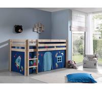 Vipack lit de jeu Pino, surface de couchage 90x200 cm avec set textile rideau "Astro